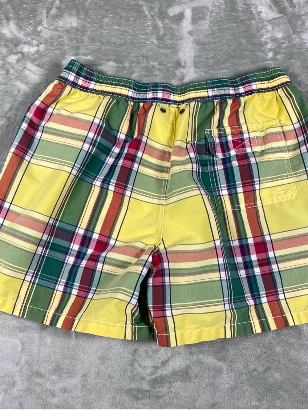 Polo by Ralph Lauren Yellow Multicolor Madras Plaid Swim Shorts Mesh Lined - Picture 9 of 11